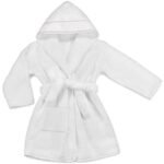 Albornoz en tela de rizo con ribete azul, rosa y blanco - Imagen 3