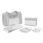 Conjunto canastilla estrellas gris