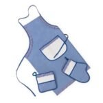 Conjunto cocina vichy azul y rojo