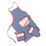 Conjunto cocina vichy azul y rojo - Imagen 2